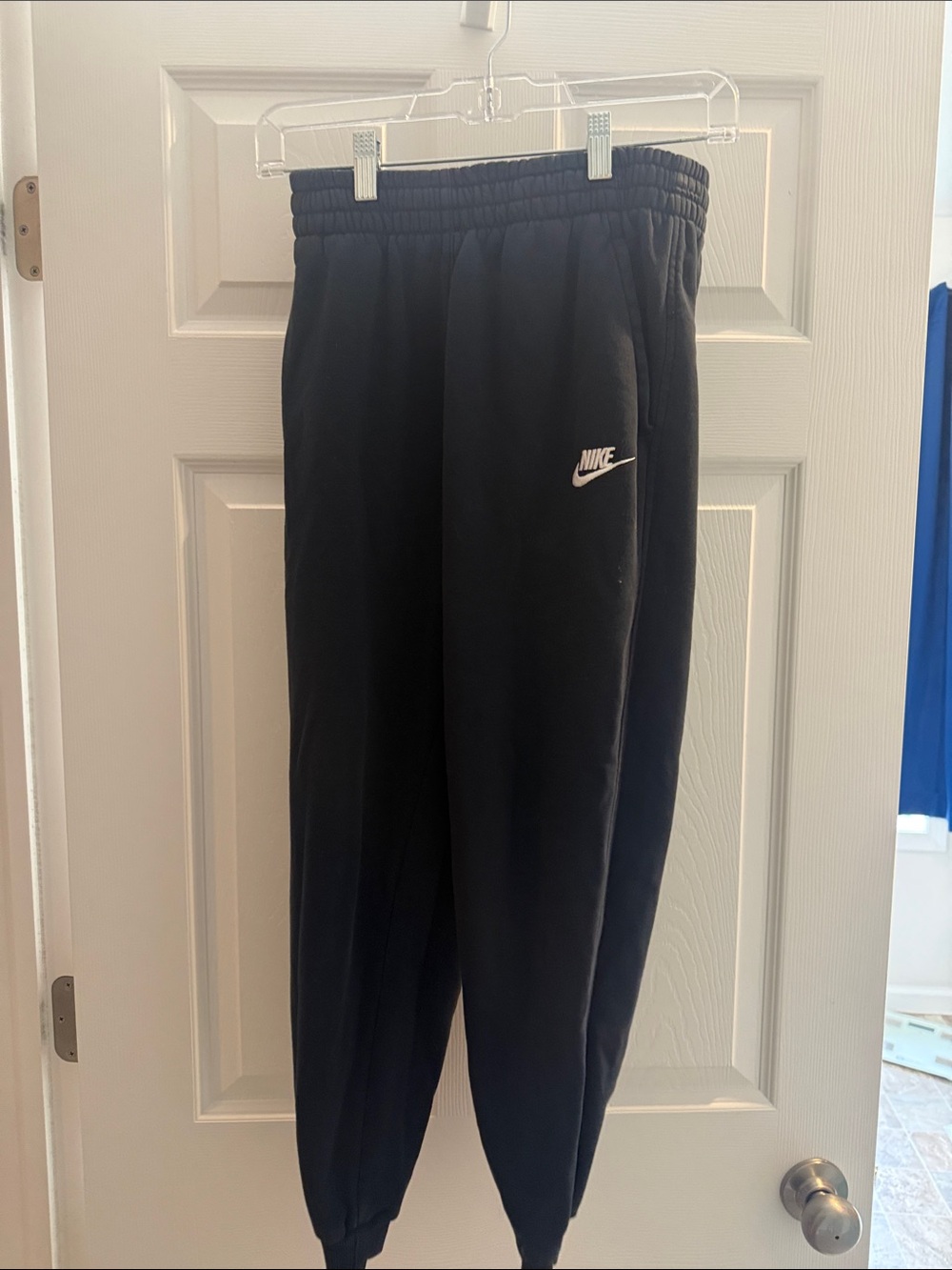 Nike Black Kids Jogger Sweatpants with White Swoosh